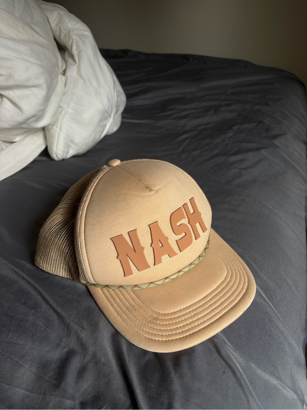 Nash Logo Trucker Cap in Tan